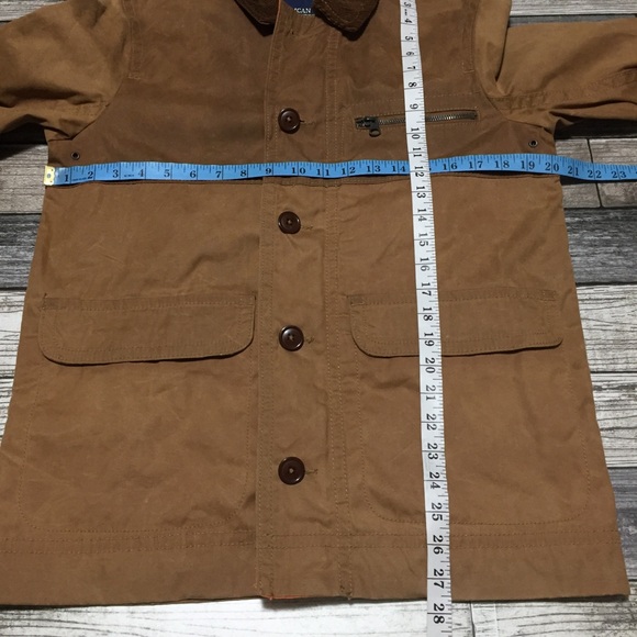 American Eagle Corduroy Collar Jacket Men’s S Brown Tan Full Zip Button Front - Picture 2 of 11